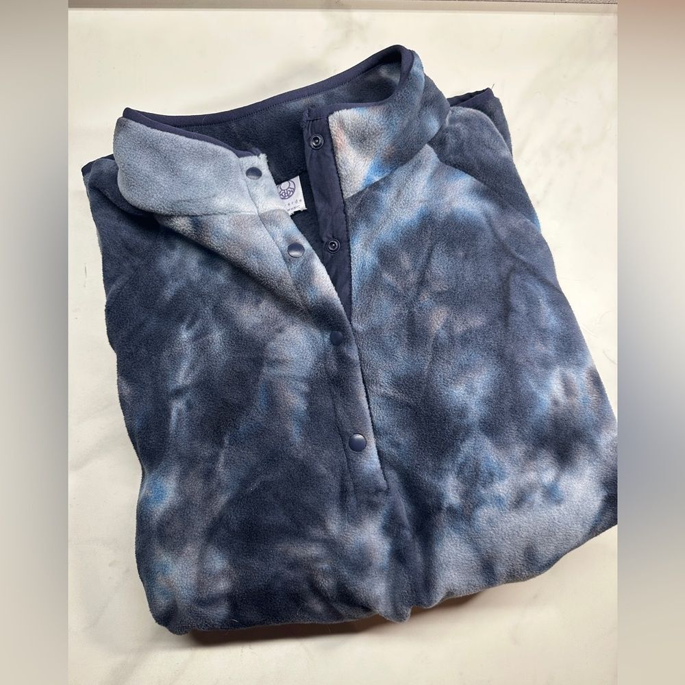 Te Verde NYC Tie Dyed Fleece 1/4 Snap Pullover, Side Pockets, Size XL Polyester